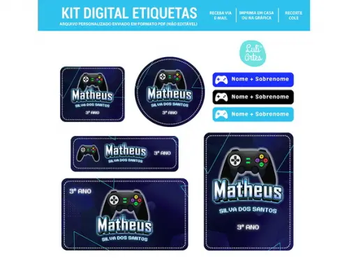 Etiqueta Escolar Digital Gamer