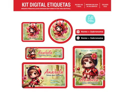 Etiqueta Escolar Digital Joaninha