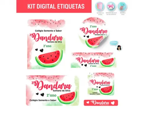 Etiqueta Escolar Digital Melancia
