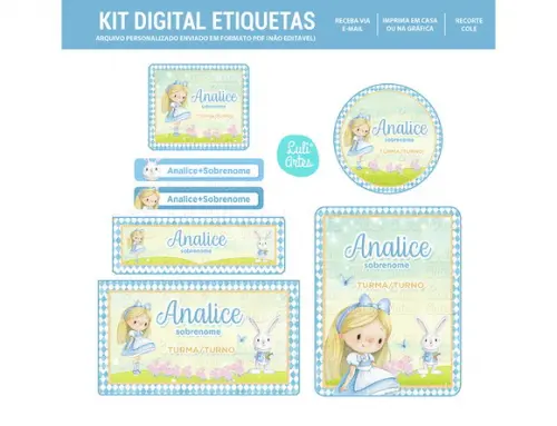 Etiqueta Escolar Digital Menina Alice