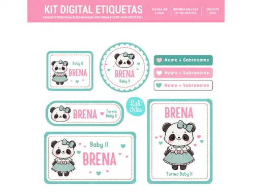 Etiqueta Escolar Digital Panda