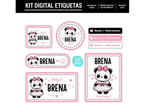 Etiqueta Escolar Digital Panda
