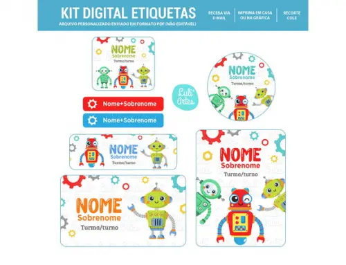 Etiqueta Escolar Digital Robô