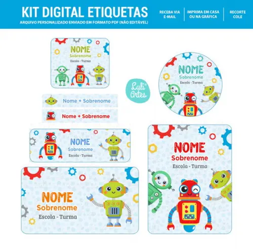Etiqueta Escolar Digital Robô