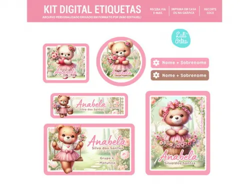 Etiqueta Escolar Digital Ursinha