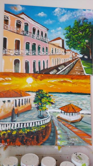 Par de Quadros Decorativos Casario São Luís Maranhão