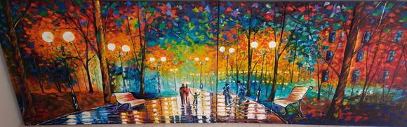 Par de Quadros Decorativos Paisagem Pintura em Tela Família