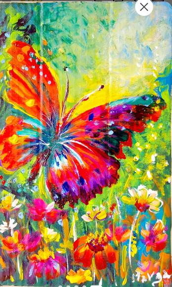 Quadro Abstrato Moderno Borboleta Colorida Presente de Natal
