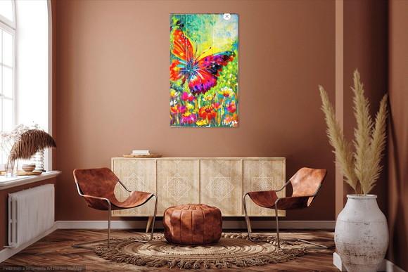 Quadro Abstrato Moderno Borboleta Colorida Presente de Natal