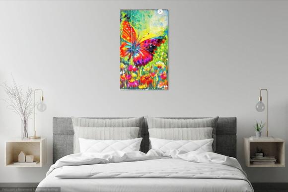 Quadro Abstrato Moderno Borboleta Colorida Presente de Natal