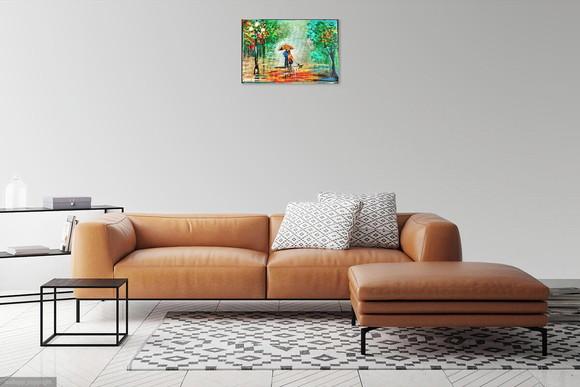 Quadro Abstrato Moderno Casal com Cão Presente de Natal