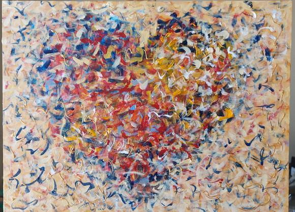 Quadro Abstrato Moderno Coração Presente de Natal