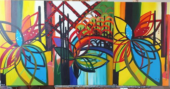 Quadro Abstrato Moderno Linhas Geométricas Presente de Natal