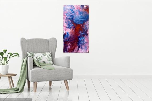 Quadro Abstrato Moderno Pouring Red And Rose Black Friday