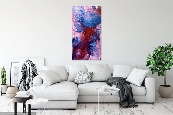 Quadro Abstrato Moderno Pouring Red And Rose Black Friday