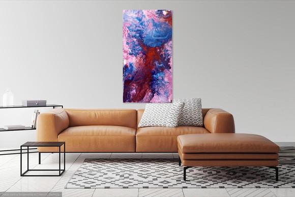 Quadro Abstrato Moderno Pouring Red And Rose Black Friday