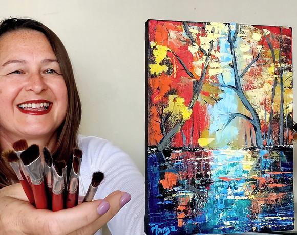 Quadro Decorarivo Paisagem com Lago Outono Presente de Natal