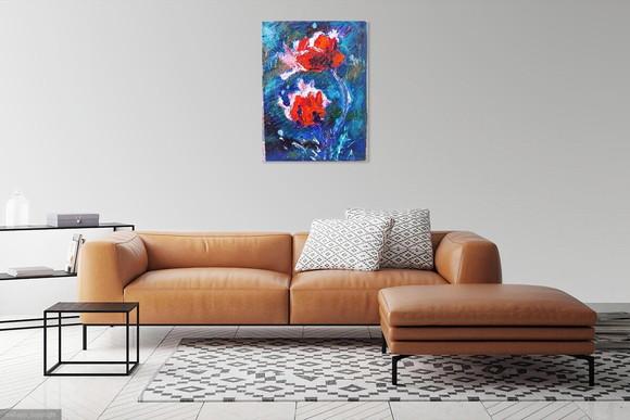 Quadro Decorativo Abstrato Moderno Floral Presente de Natal