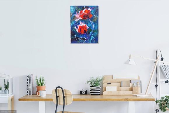 Quadro Decorativo Abstrato Moderno Floral Presente de Natal