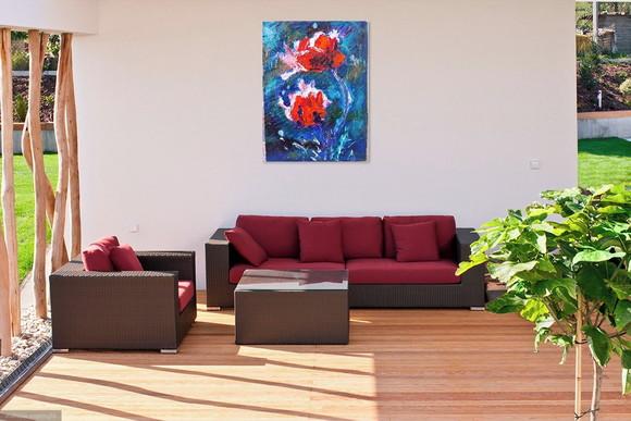 Quadro Decorativo Abstrato Moderno Floral Presente de Natal