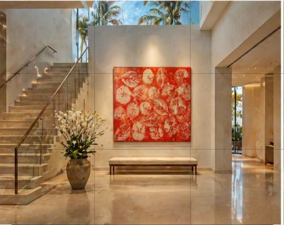Quadro Decorativo Abstrato Moderno Folhas Presente de Natal