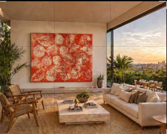 Quadro Decorativo Abstrato Moderno Folhas Presente de Natal