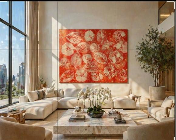 Quadro Decorativo Abstrato Moderno Folhas Presente de Natal