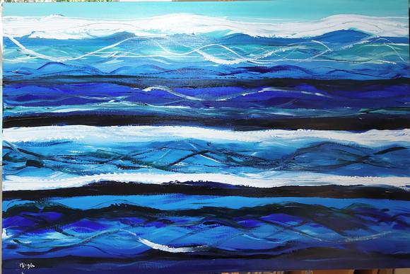Quadro Decorativo Abstrato Moderno Oceano Presente de Natal
