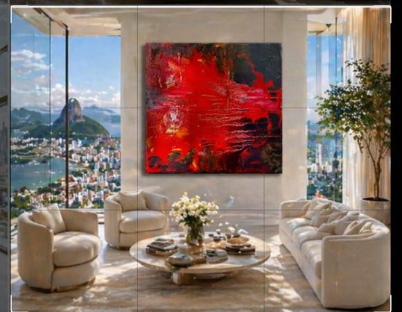 Quadro Decorativo Abstrato Moderno Red Presente de Natal