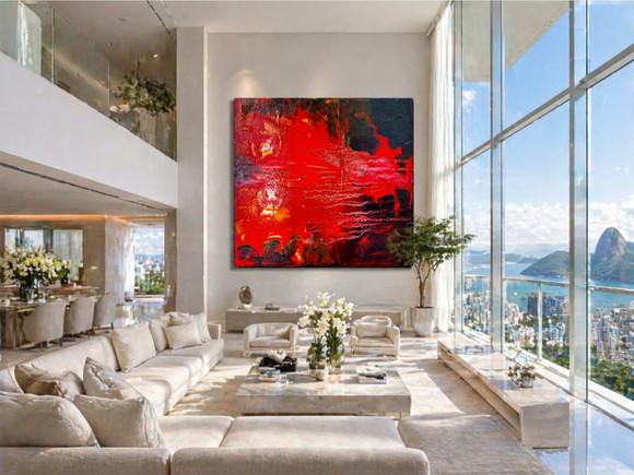 Quadro Decorativo Abstrato Moderno Red Presente de Natal