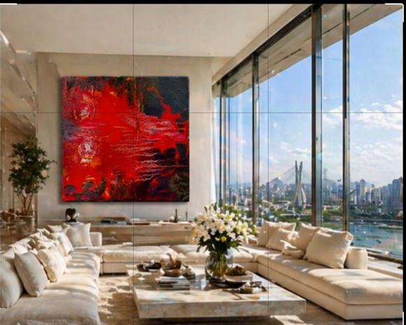 Quadro Decorativo Abstrato Moderno Red Presente de Natal