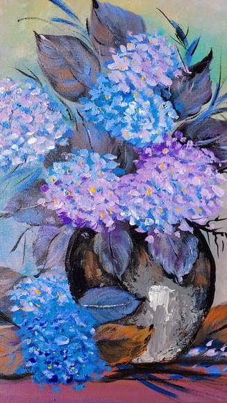 Quadro Decorativo Floral Hortênsias Lilás Presente de Natal