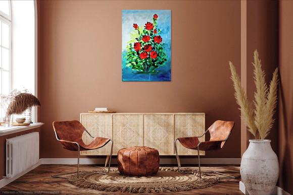 Quadro Decorativo Floral Rosas Vermelhas Presente de Natal