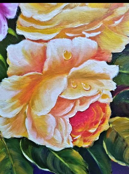 Quadro Decorativo Floral Rosas Cor de Rosa Presente de Natal