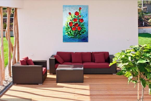 Quadro Decorativo Floral Rosas Vermelhas Presente de Natal