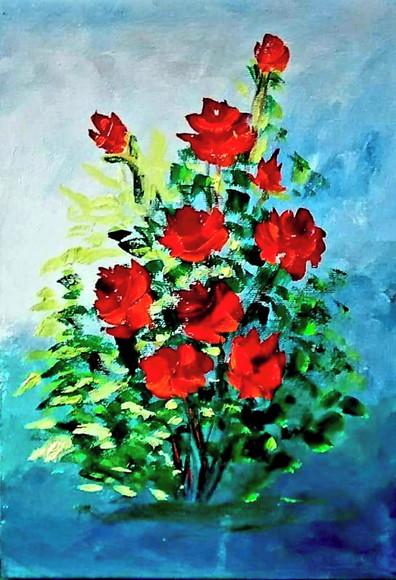Quadro Decorativo Floral Rosas Vermelhas Presente de Natal