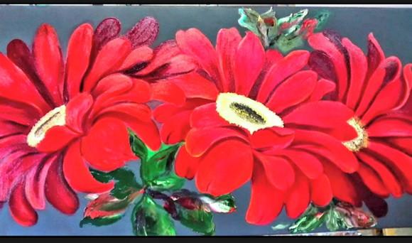 Quadro Decorativo Gérberas Vermelhas Presente de Natal
