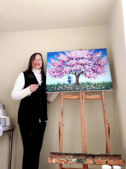 Quadro Decorativo Paisagem Balanço Árvore Presente de Natal