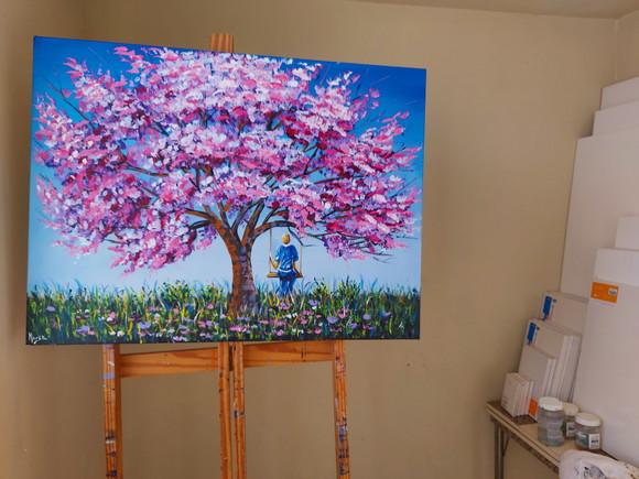 Quadro Decorativo Paisagem Balanço Árvore Presente de Natal