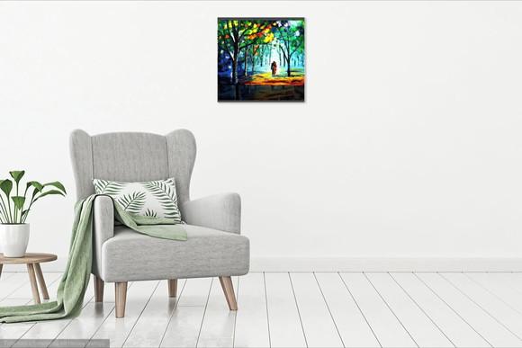 Quadro Decorativo Paisagem Casal no Parque Presente de Natal
