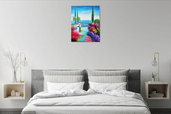Quadro Decorativo Paisagem Mar Jardim Presente de Natal