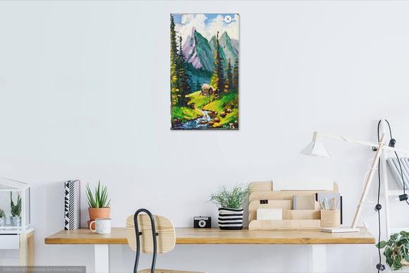 Quadro Decorativo Paisagem Montanha Riacho Presente de Natal