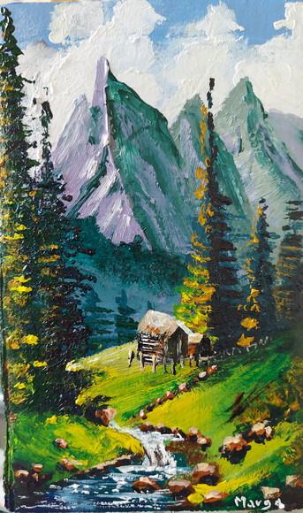 Quadro Decorativo Paisagem Montanha Riacho Presente de Natal