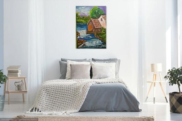 Quadro Decorativo Paisagem Rio Cascatinha Presente de Natal