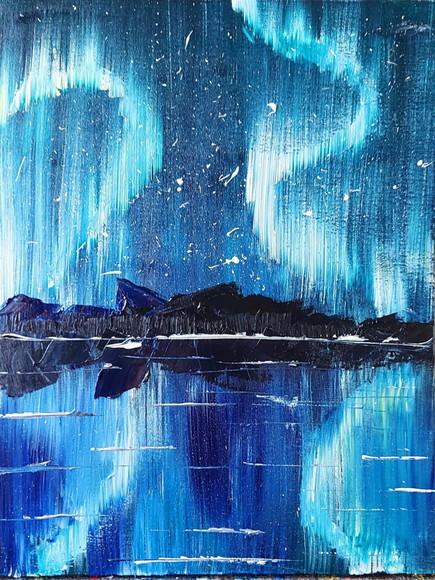 Quadro Decorativo para Quarto e Sala Aurora Boreal Abstrato