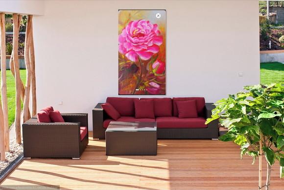 Quadro Decorativo para Sala e Quarto Pintura em Tela Rosa