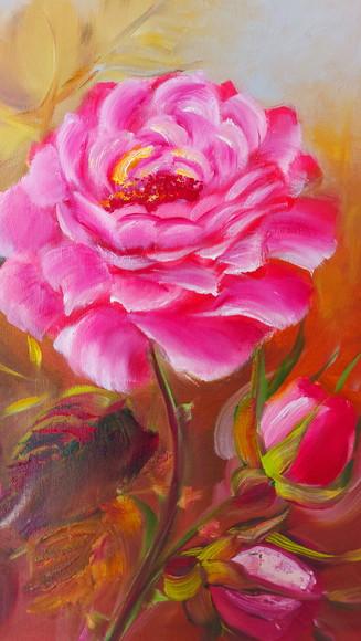 Quadro Decorativo para Sala e Quarto Pintura em Tela Rosa