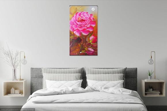 Quadro Decorativo para Sala e Quarto Pintura em Tela Rosa