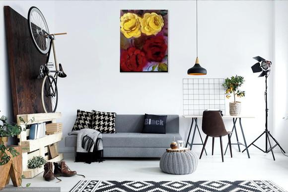 Quadro Decorativo para Sala e Quarto Rosas Presente de Natal