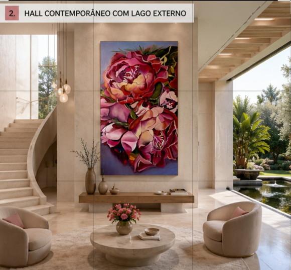 Quadro Decorativo para Sala Floral Peonia Presente de Natal